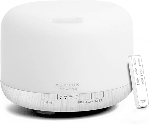 Get the most out of the best large humidifier likes with ASAKUKI 500ml Premium Ultrasonic Humidifier.