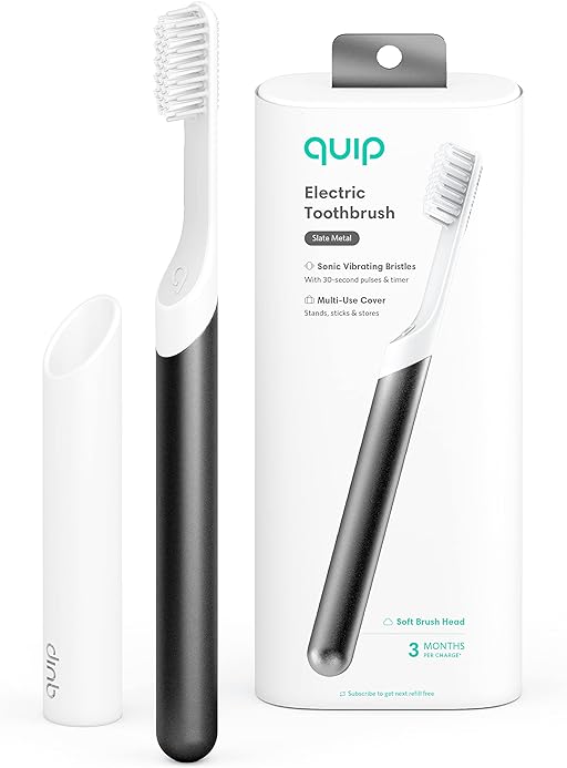 Experience the benefits of the best travel electric toothbrush adores in Quip Adult Sonic Electric Toothbrush.